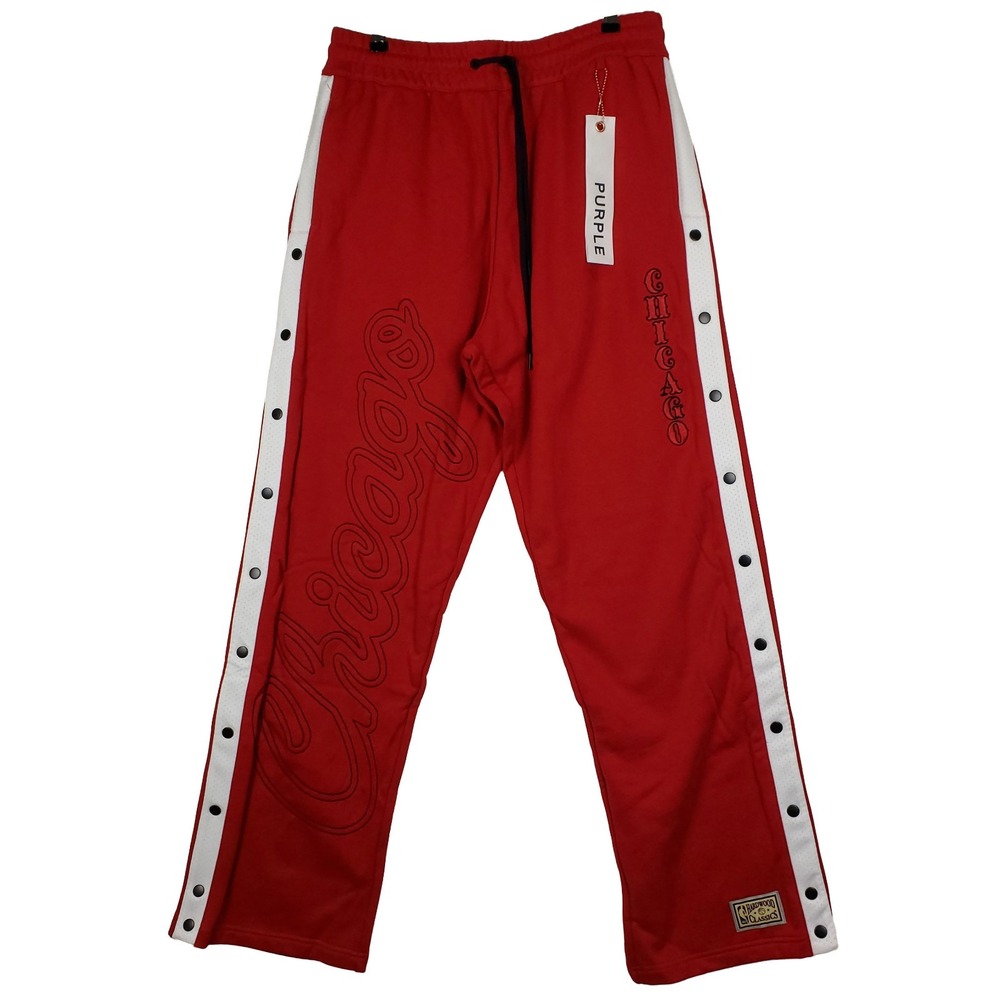Purple Brand Chicago Bulls Mitchell & Ness NBA XL XLarge Tear Away Pants Red NWT